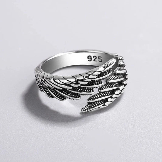 Sterling Silver Feather Wing Adjustable Ring