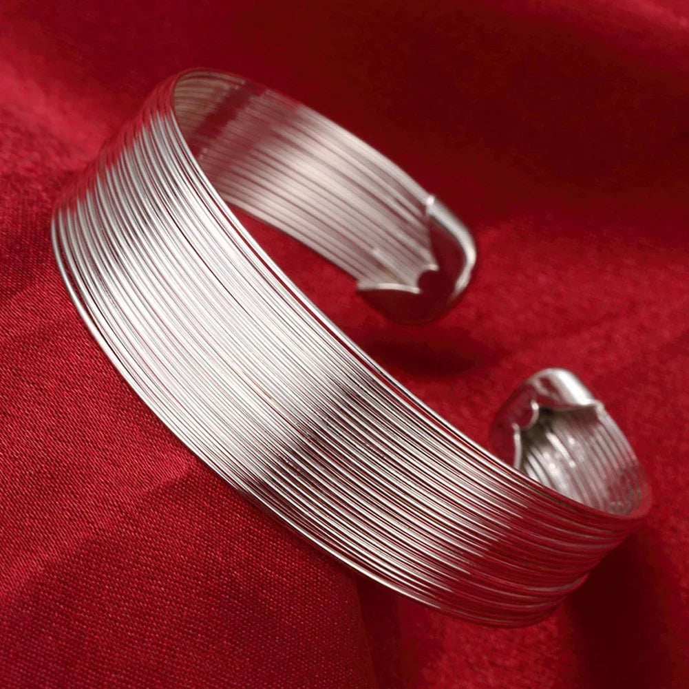 925 Sterling Silver Bracelet – Trendy, Elegant Adjustable Cuff / Bangle Design